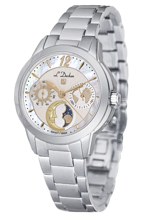 Женские часы L`Duchen Petit Celeste D 857.10.32, механизм кварцевый, циферблат белый, браслет нержавеющая сталь — Изображение 2